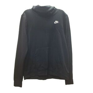 Nike Black Pullover Hoodie Sweatshirt, Funnel neck, Size M, Cotton Blend, Pocket